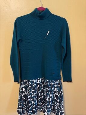 Ted Baker Teal Ribbed Turtleneck Sweater